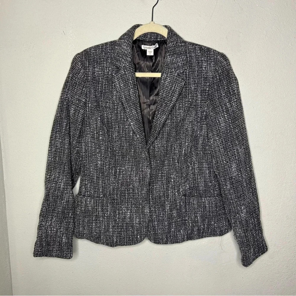 Coldwater Creek Gray and Silver Tweed Blazer Size 10